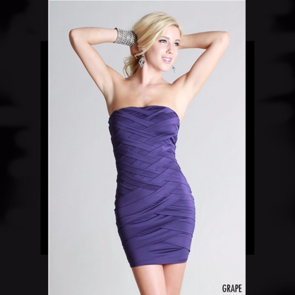 New Sexy Purple Strapless Bandage Weave Dress